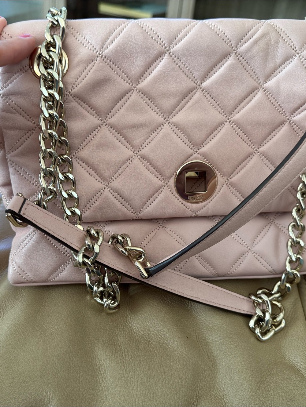 Kate Spade Quilted Chain Shoulder Bag - Blush Pink